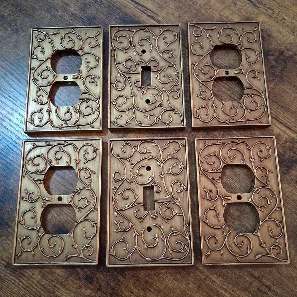 Antique Look Decorative Vines 4 Double Outlet Covers & 2 Switch Plates Set READ